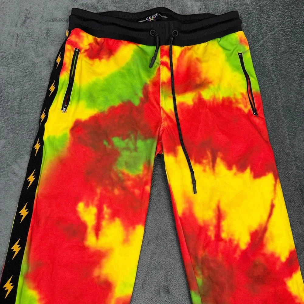 GUESS x J Balvin‎ Tie Dye Jogger Pants Size M Lightning Bolt Track Streetwear - Picture 12 of 14